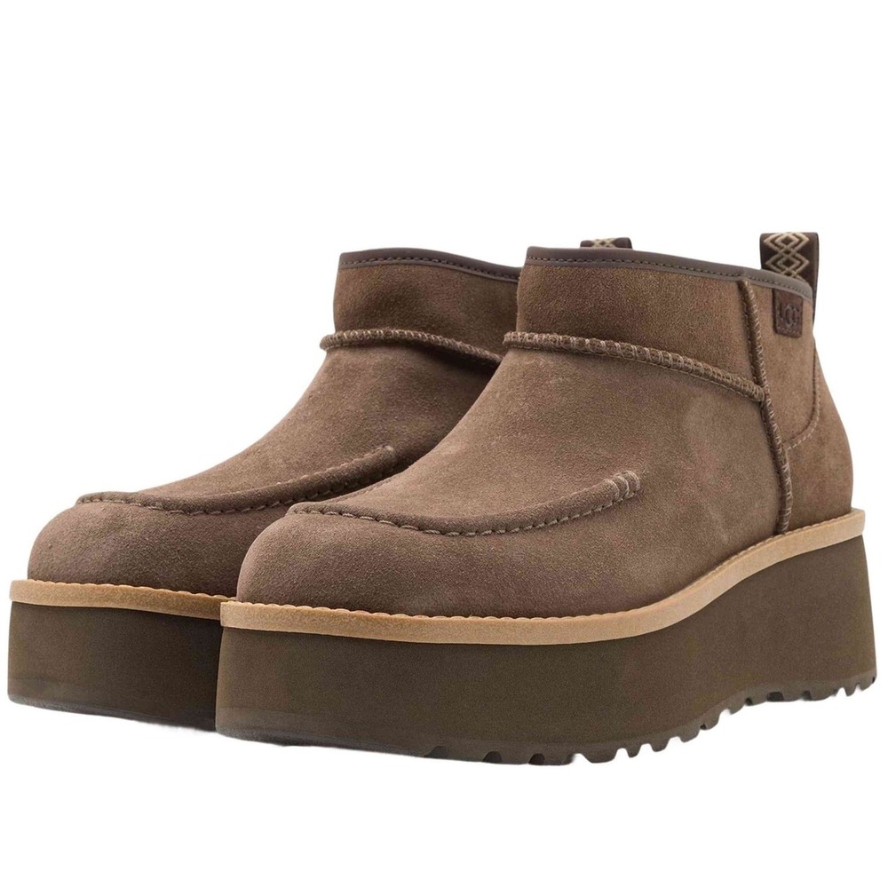 NEW UGG Cityfunc Ultra Mini Platform Boots Hickory Brown Suede Womens 9.5 Winter